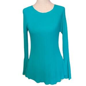 NWT Vila Milano Ribbed Bell Sleeve Sweater Medium Turquoise